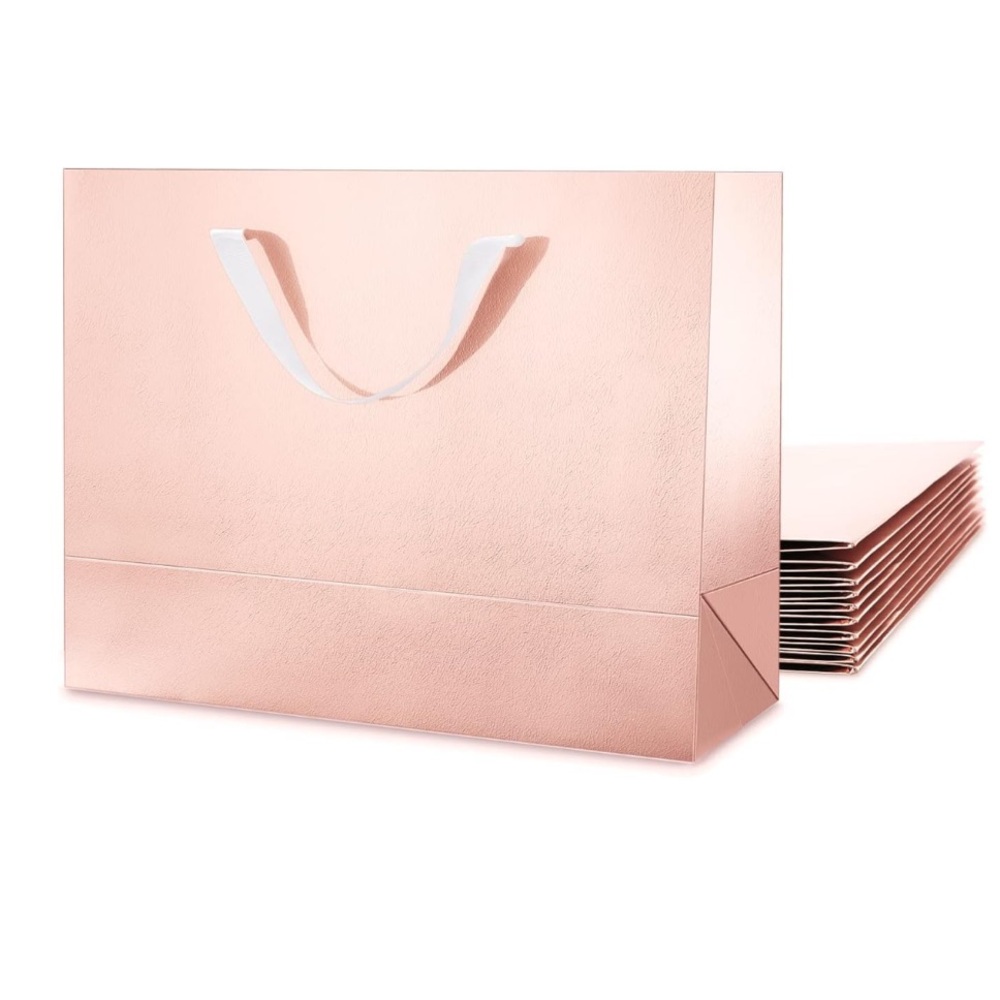 12 Extra Large Gift‎ Bags 16x6x12 Inches, Luxury Valentines  Gift Bags-Rose Gold